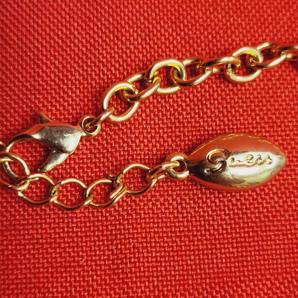 Guess Necklace Blue Teal Beads Gold Tone Clear Rhinestones - Picture 7 of 10